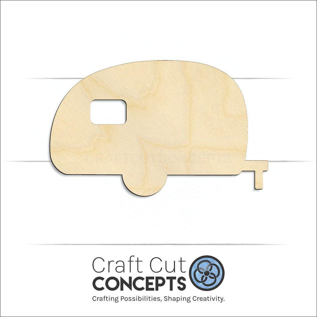 Craft Cut Concepts Logo under a wood  Camper craft shape and blank