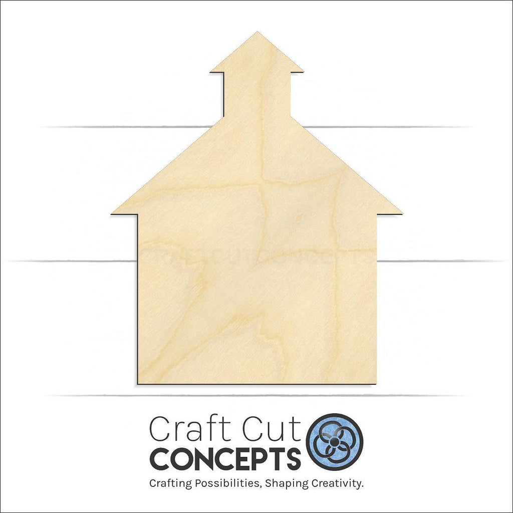 Craft Cut Concepts Logo under a wood Church craft shape and blank