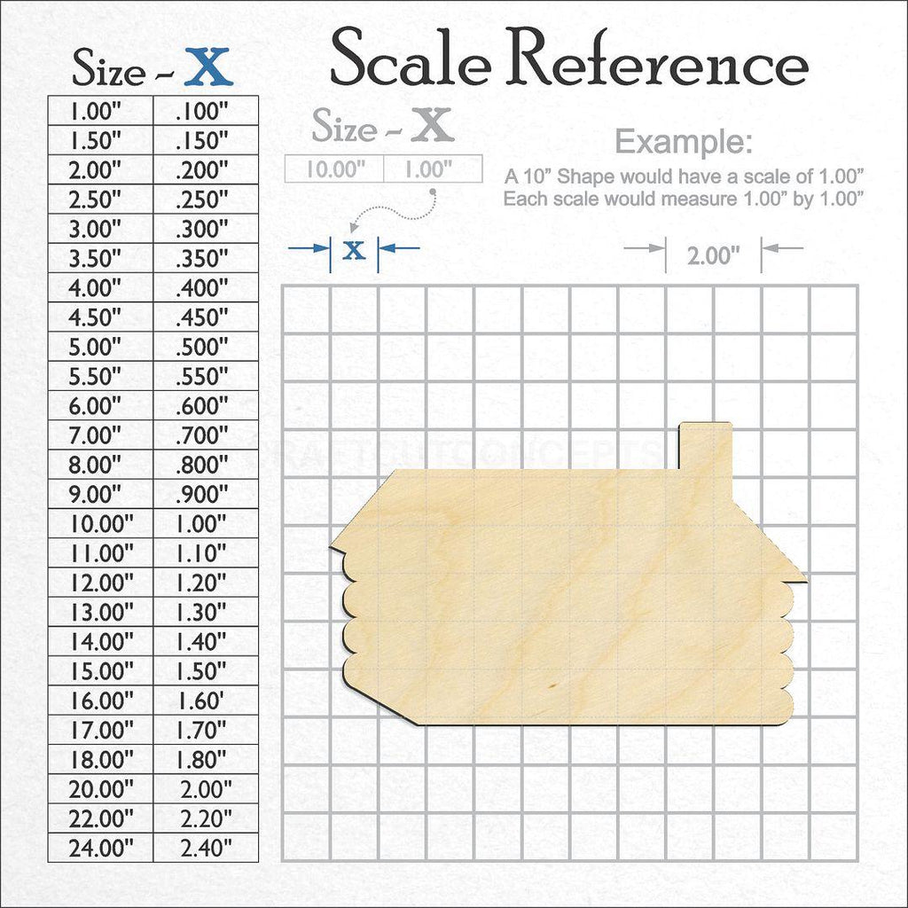 A scale and graph image showing a wood Log House craft blank