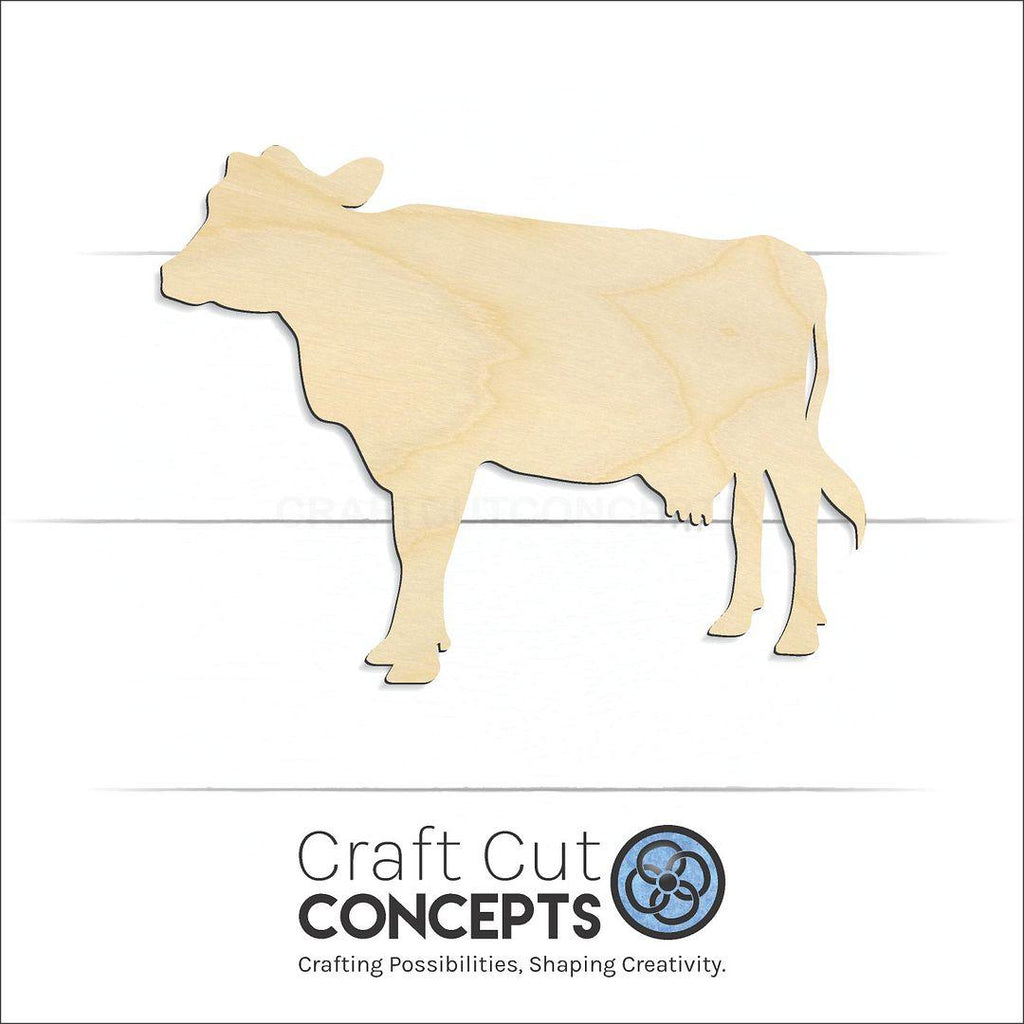 Craft Cut Concepts Logo under a wood Cow Dairy craft shape and blank