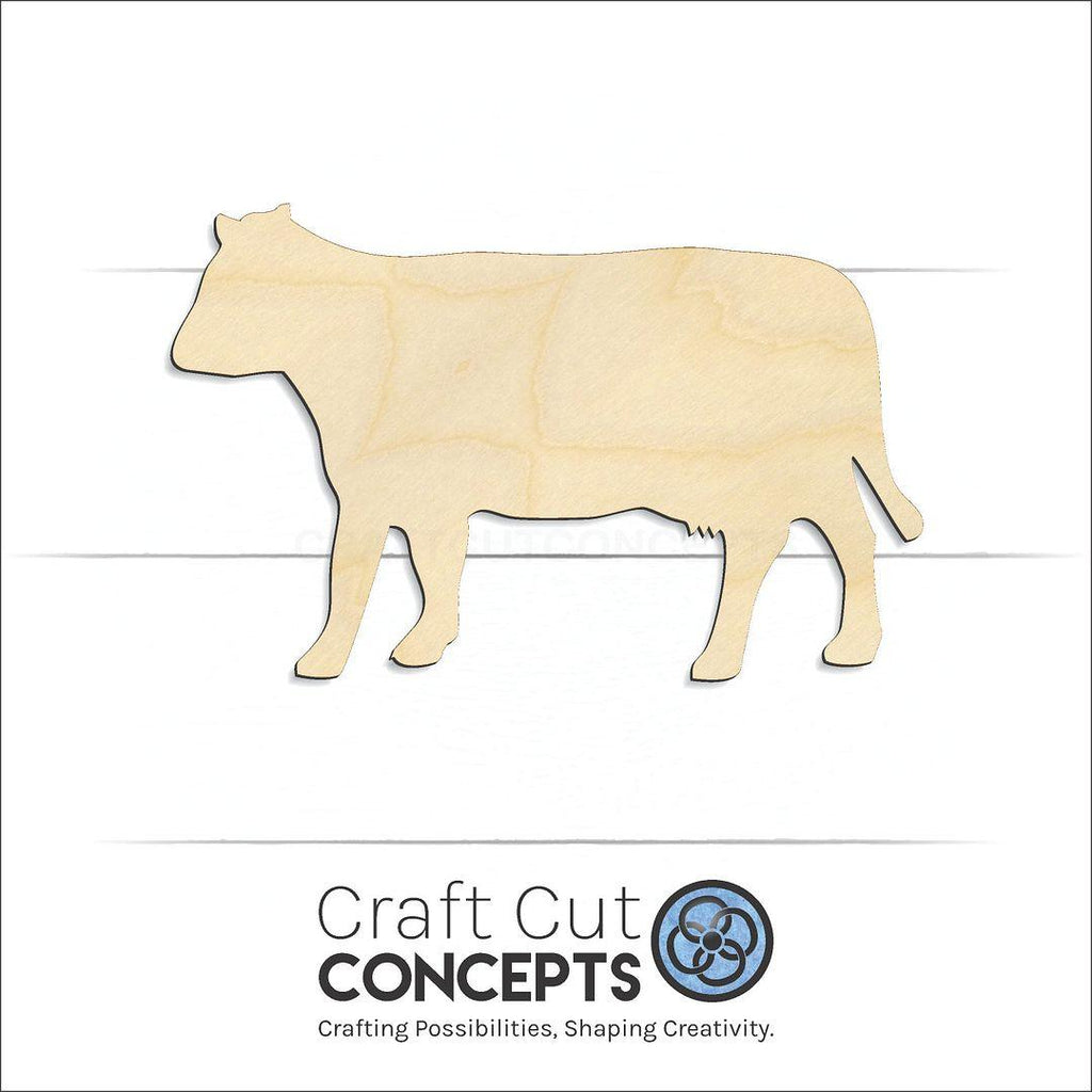 Craft Cut Concepts Logo under a wood Beef Cow craft shape and blank