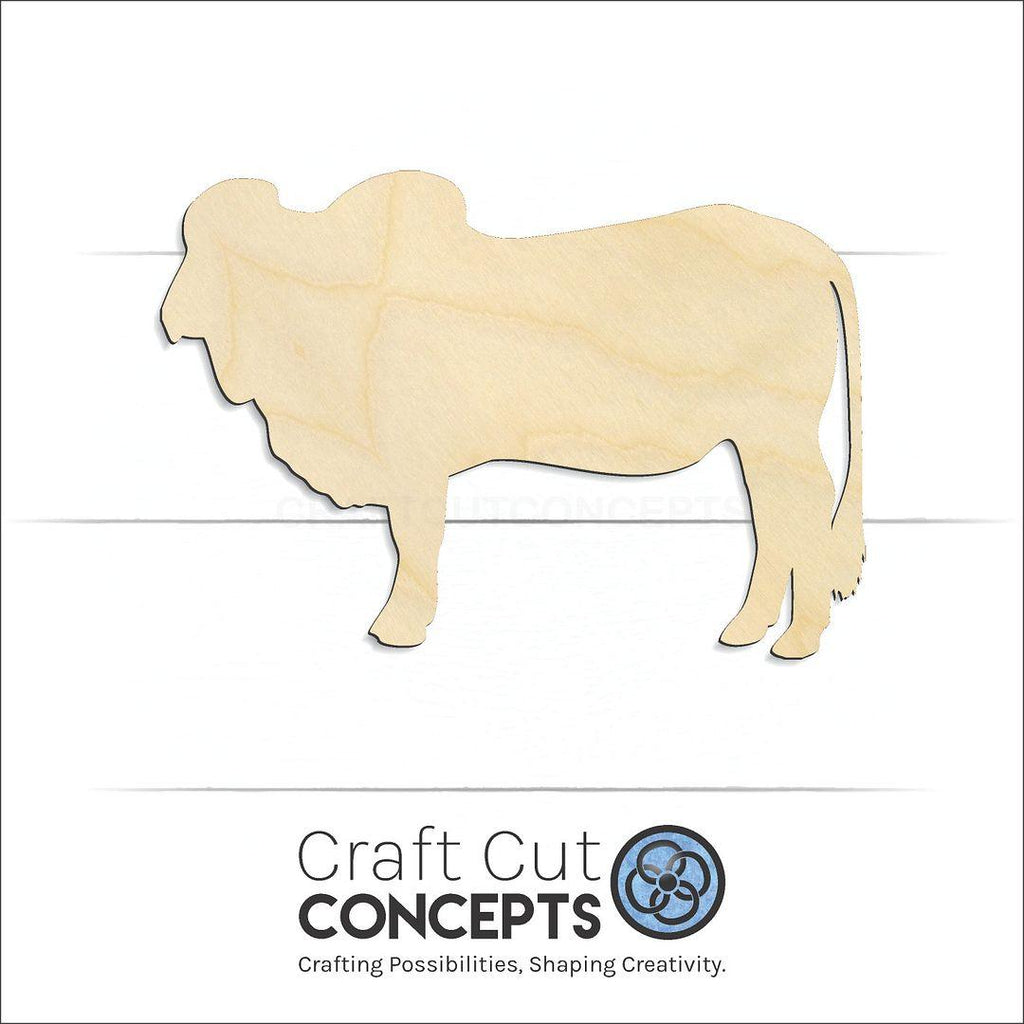 Craft Cut Concepts Logo under a wood Brahma Cow craft shape and blank