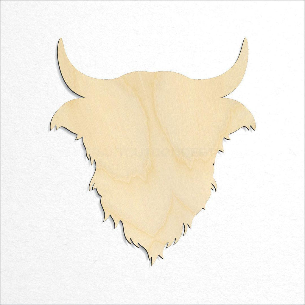 Wooden Highland Cow Head craft shape available in sizes of 2 inch and up