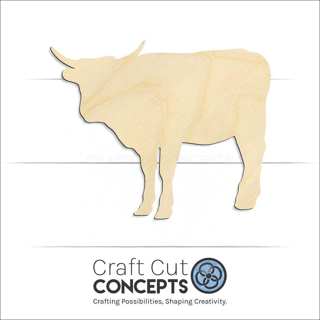 Craft Cut Concepts Logo under a wood Cow Bull craft shape and blank