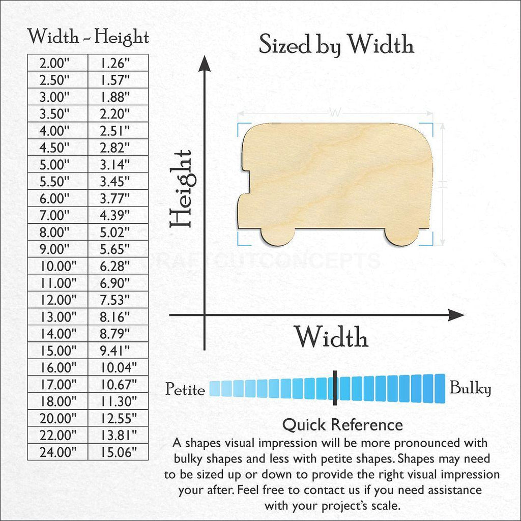 Sizes available for a laser cut Double Decker Bus craft blank