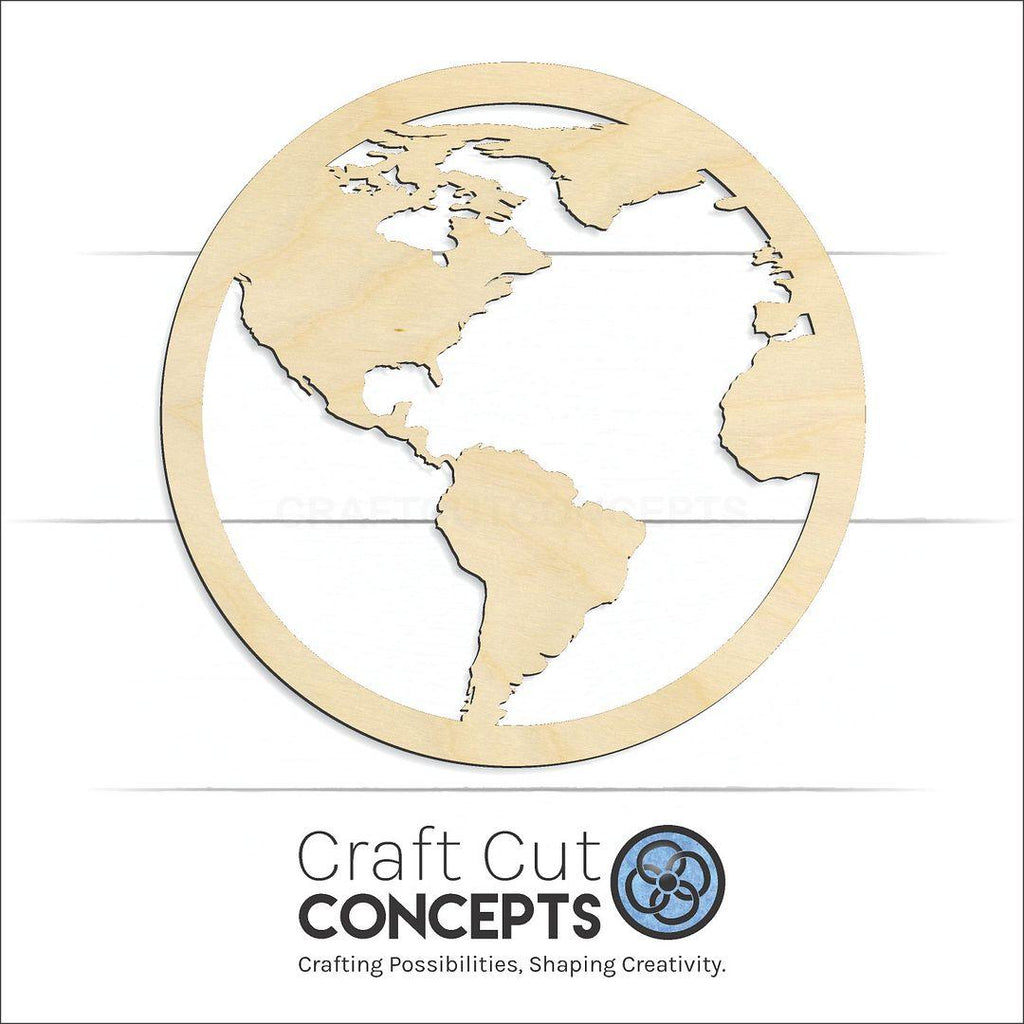 Craft Cut Concepts Logo under a wood Planet Earth North America craft shape and blank