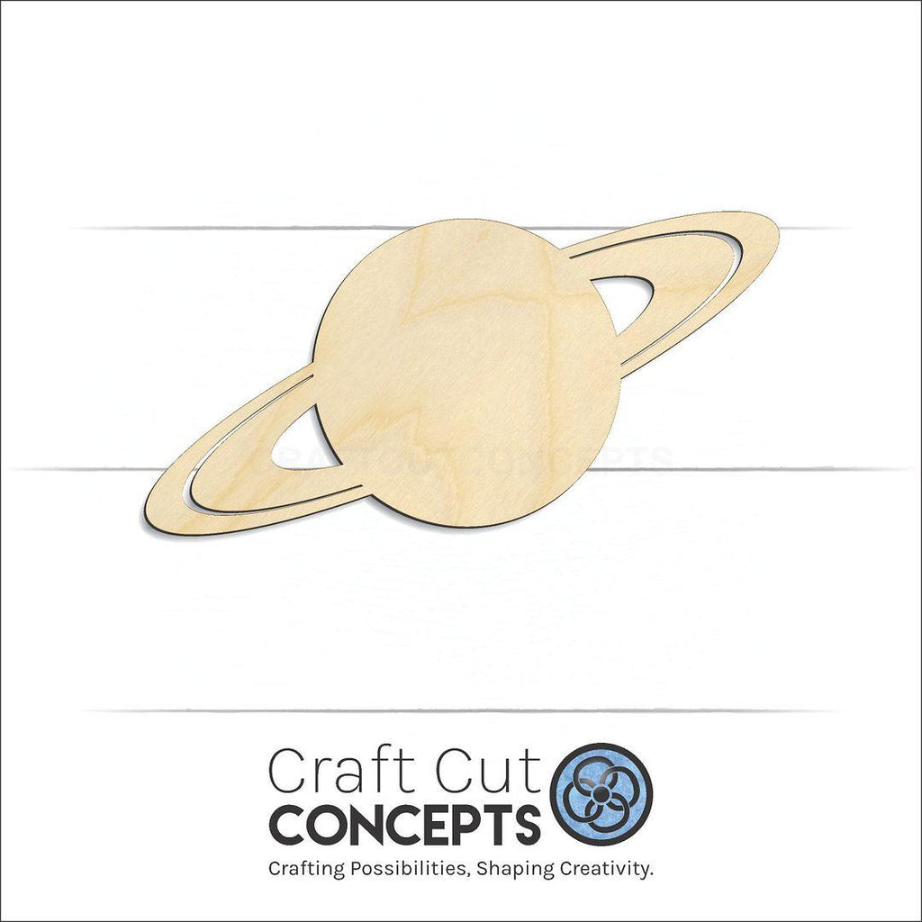 Craft Cut Concepts Logo under a wood Planet Saturn craft shape and blank