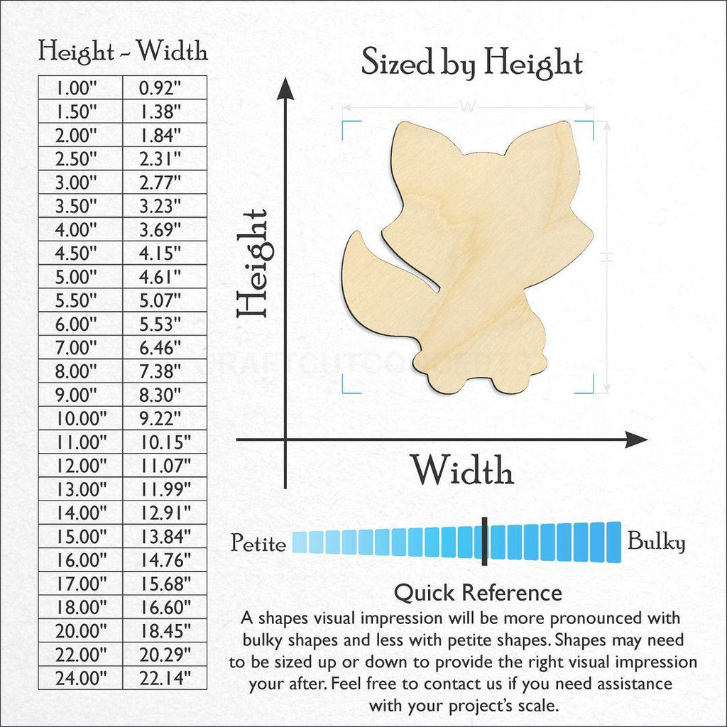 Sizes available for a laser cut Raccoon craft blank