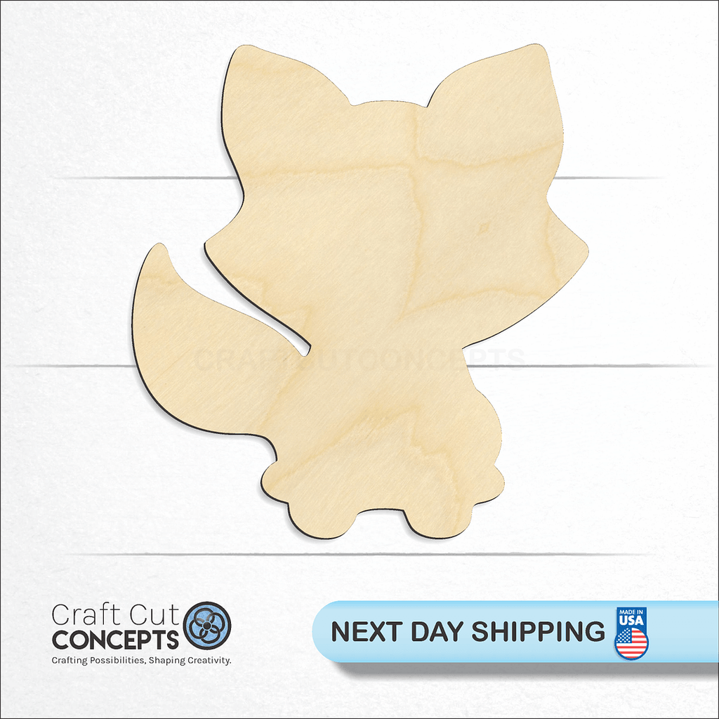 Craft Cut Concepts logo and next day shipping banner with an unfinished wood Raccoon craft shape and blank