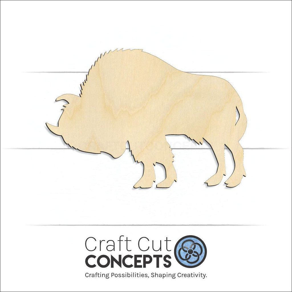 Craft Cut Concepts Logo under a wood Buffalo Bison with Horn craft shape and blank