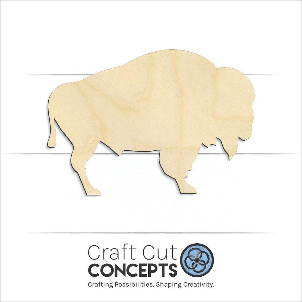 Craft Cut Concepts Logo under a wood Buffalo Bison craft shape and blank