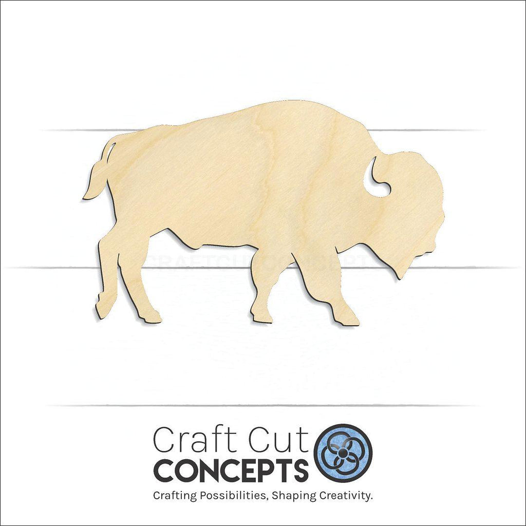 Craft Cut Concepts Logo under a wood Buffalo Bison craft shape and blank