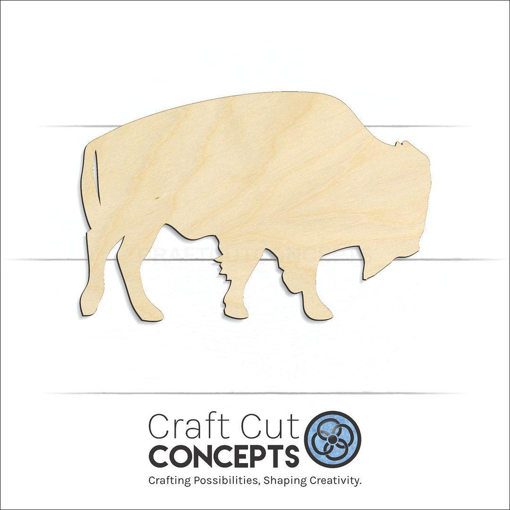 Craft Cut Concepts Logo under a wood Buffalo Bison craft shape and blank