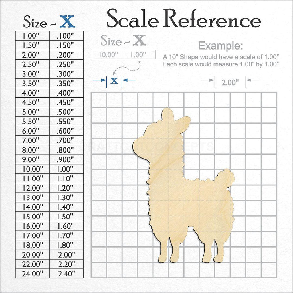 A scale and graph image showing a wood Cute Sheep craft blank