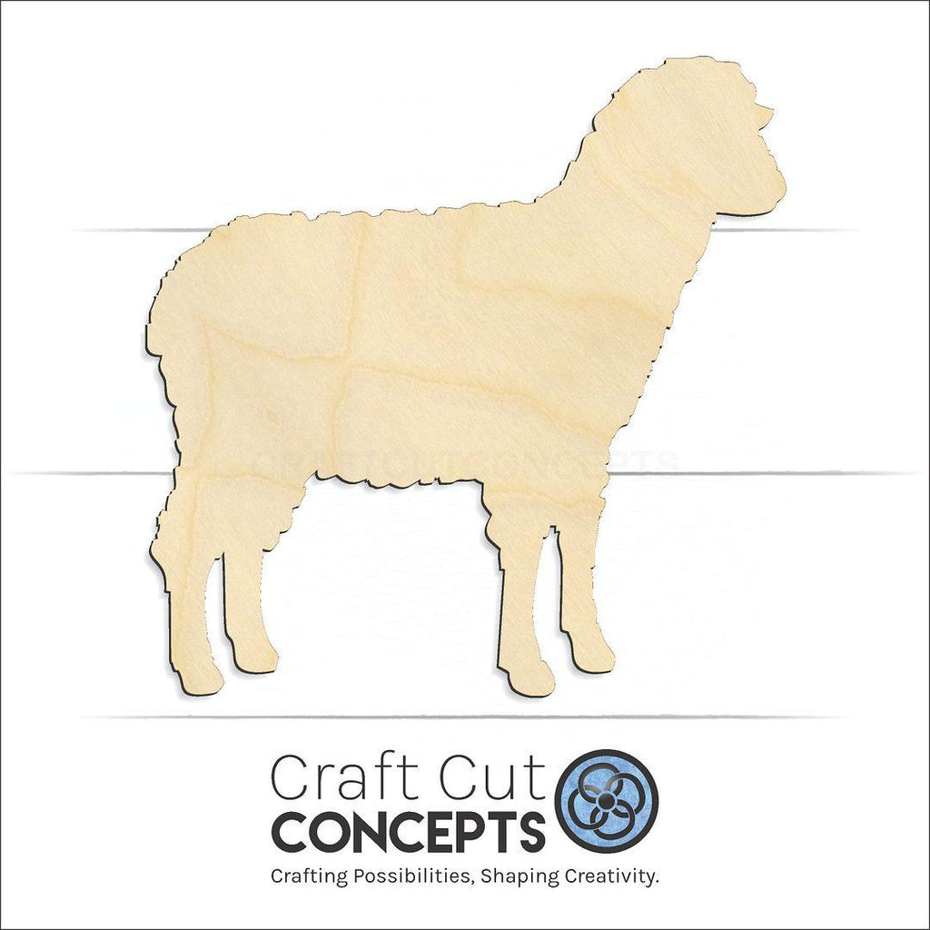 Craft Cut Concepts Logo under a wood Sheep craft shape and blank