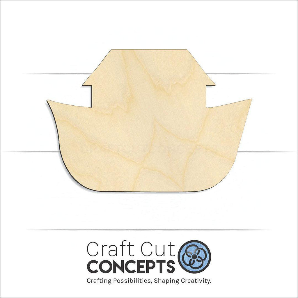 Craft Cut Concepts Logo under a wood Ark craft shape and blank