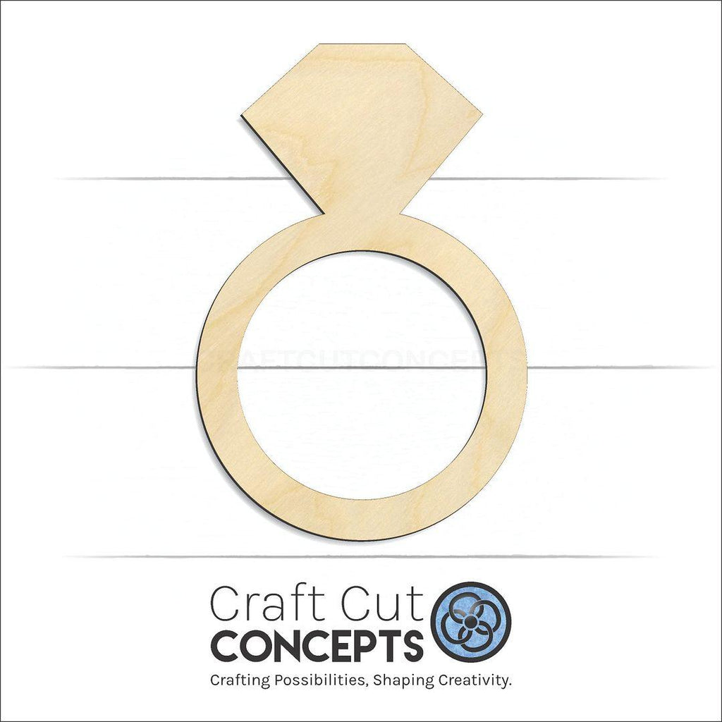 Craft Cut Concepts Logo under a wood Diamond Ring craft shape and blank