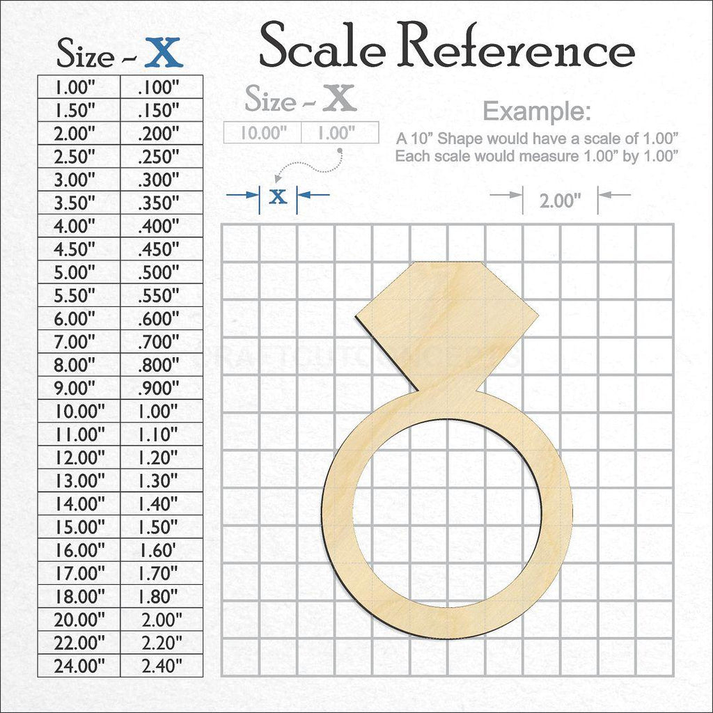 A scale and graph image showing a wood Diamond Ring craft blank