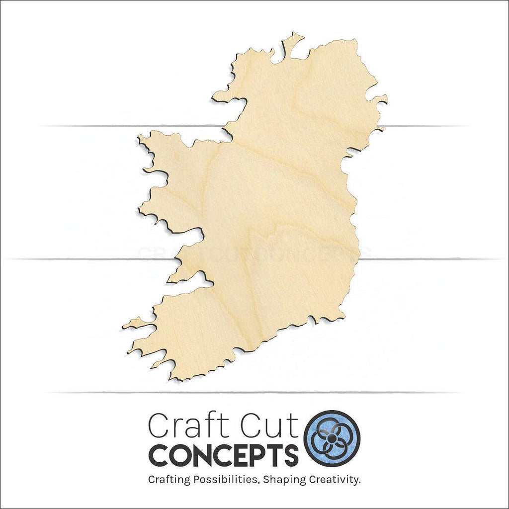 Craft Cut Concepts Logo under a wood Ireland craft shape and blank