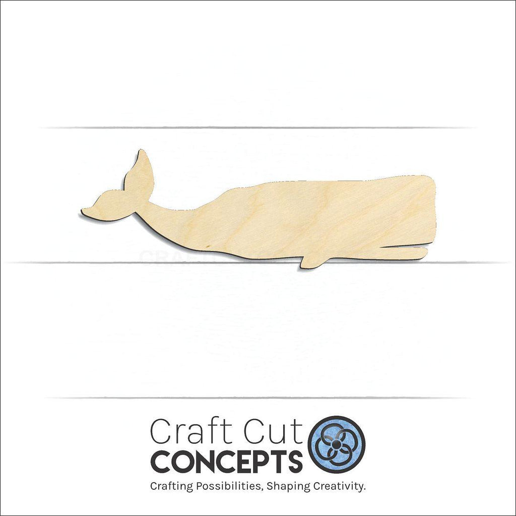 Craft Cut Concepts Logo under a wood Sperm Whale craft shape and blank