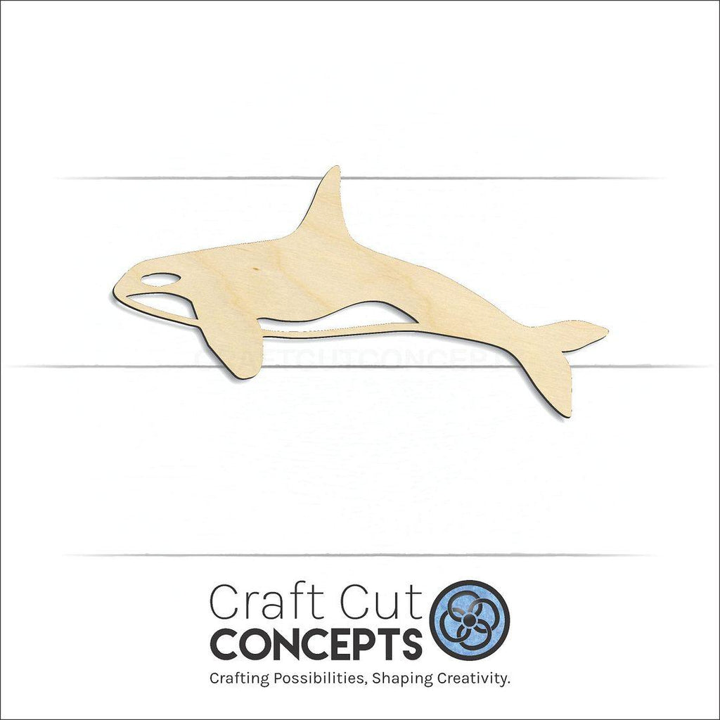 Craft Cut Concepts Logo under a wood Orca Whale craft shape and blank