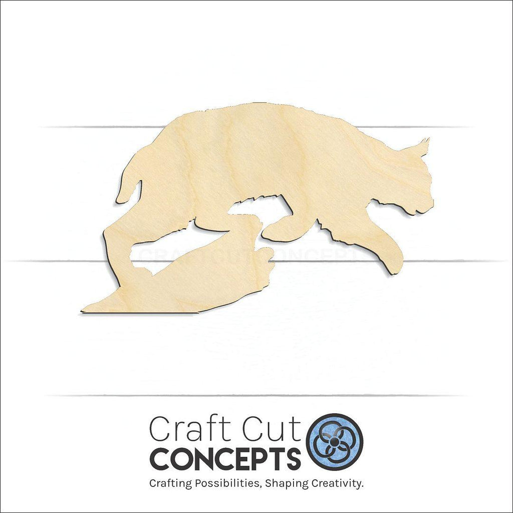 Craft Cut Concepts Logo under a wood Bobcat Lynx craft shape and blank