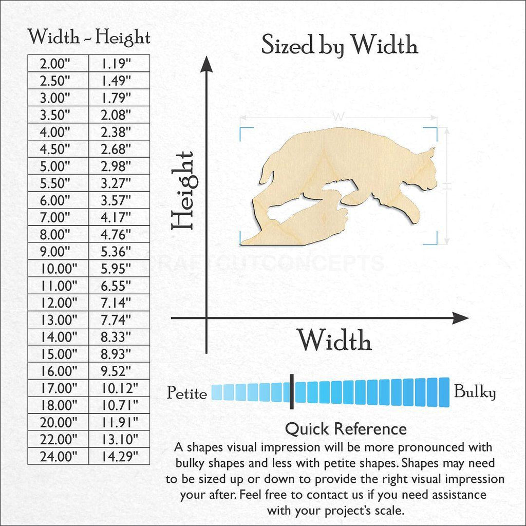 Sizes available for a laser cut Bobcat Lynx craft blank