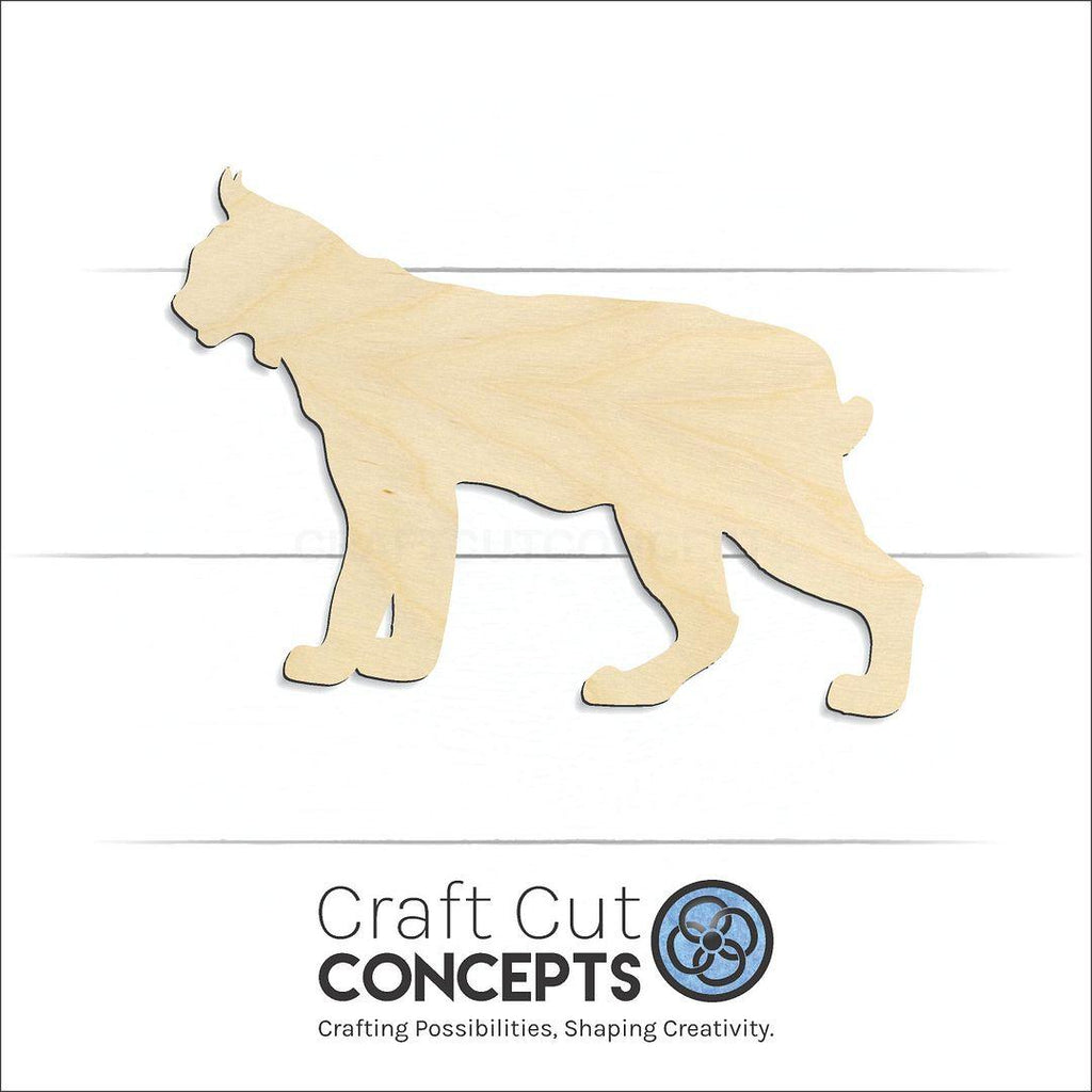 Craft Cut Concepts Logo under a wood Lynx craft shape and blank