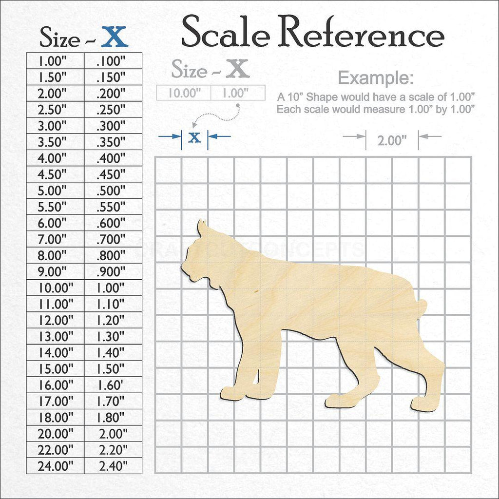 A scale and graph image showing a wood Lynx craft blank