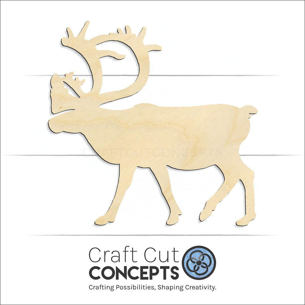 Craft Cut Concepts Logo under a wood Caribou craft shape and blank