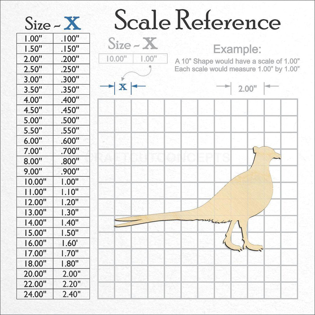 A scale and graph image showing a wood Pheasant craft blank