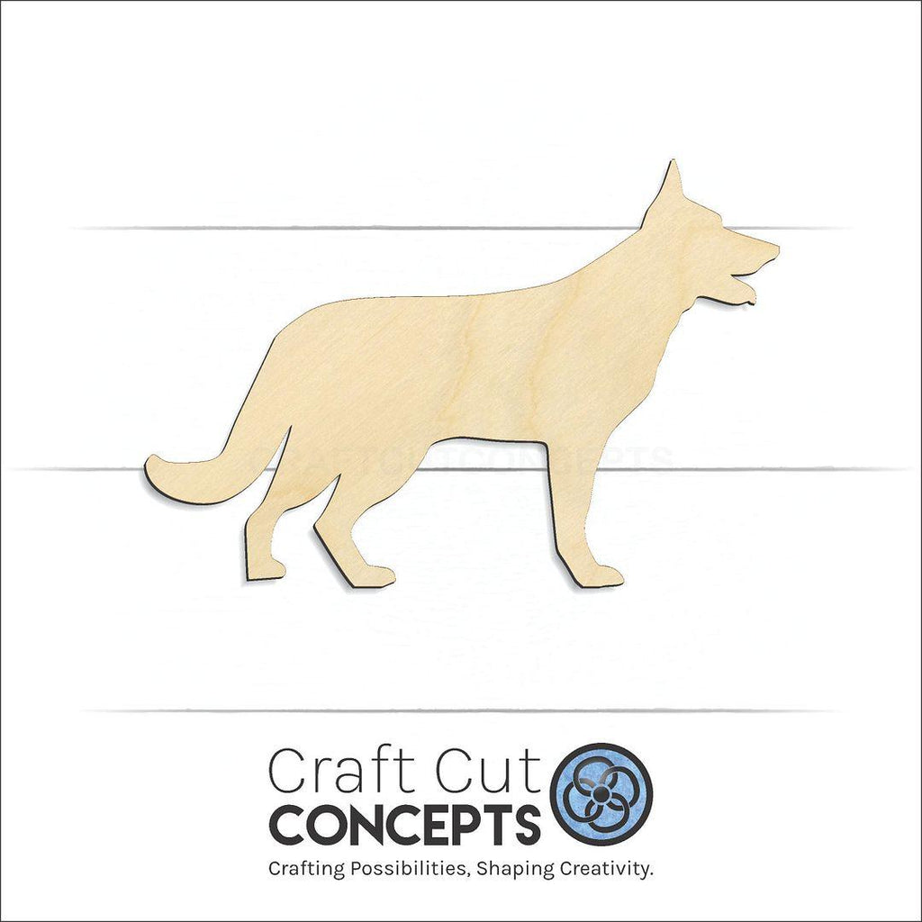 Craft Cut Concepts Logo under a wood  German Shepard craft shape and blank