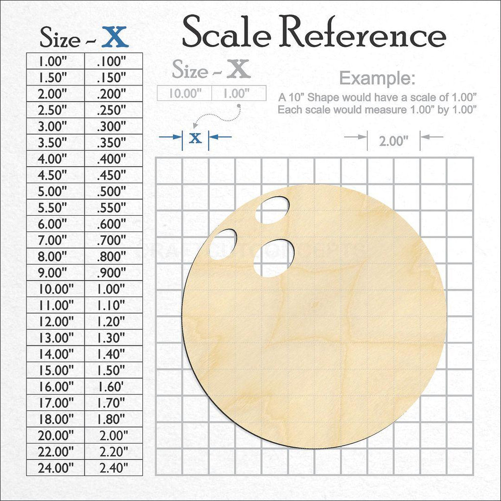 A scale and graph image showing a wood Bowling Ball craft blank