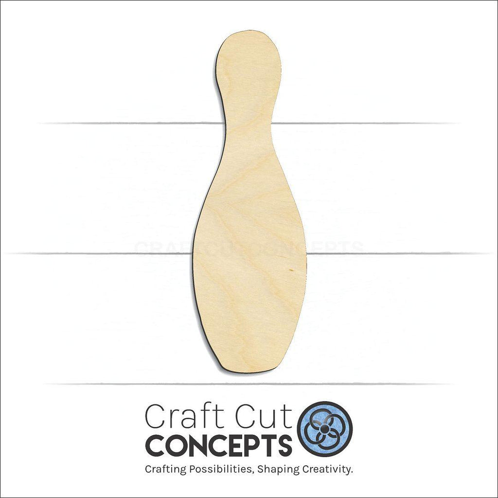 Craft Cut Concepts Logo under a wood Bowling Pin craft shape and blank