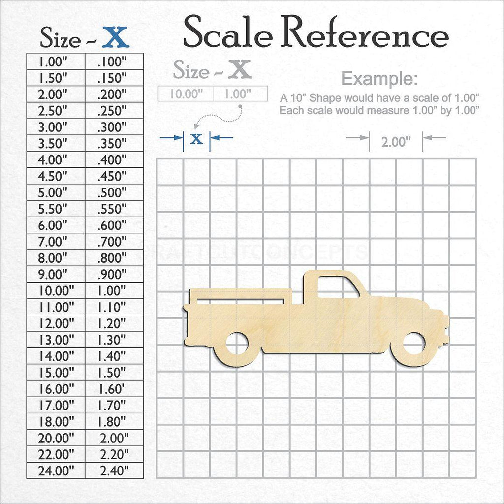 A scale and graph image showing a wood Truck craft blank