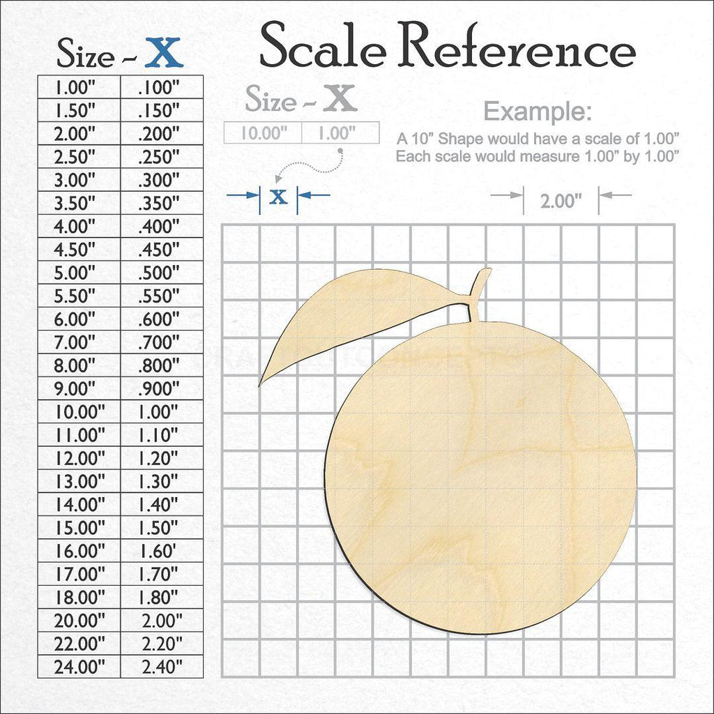 A scale and graph image showing a wood Orange craft blank