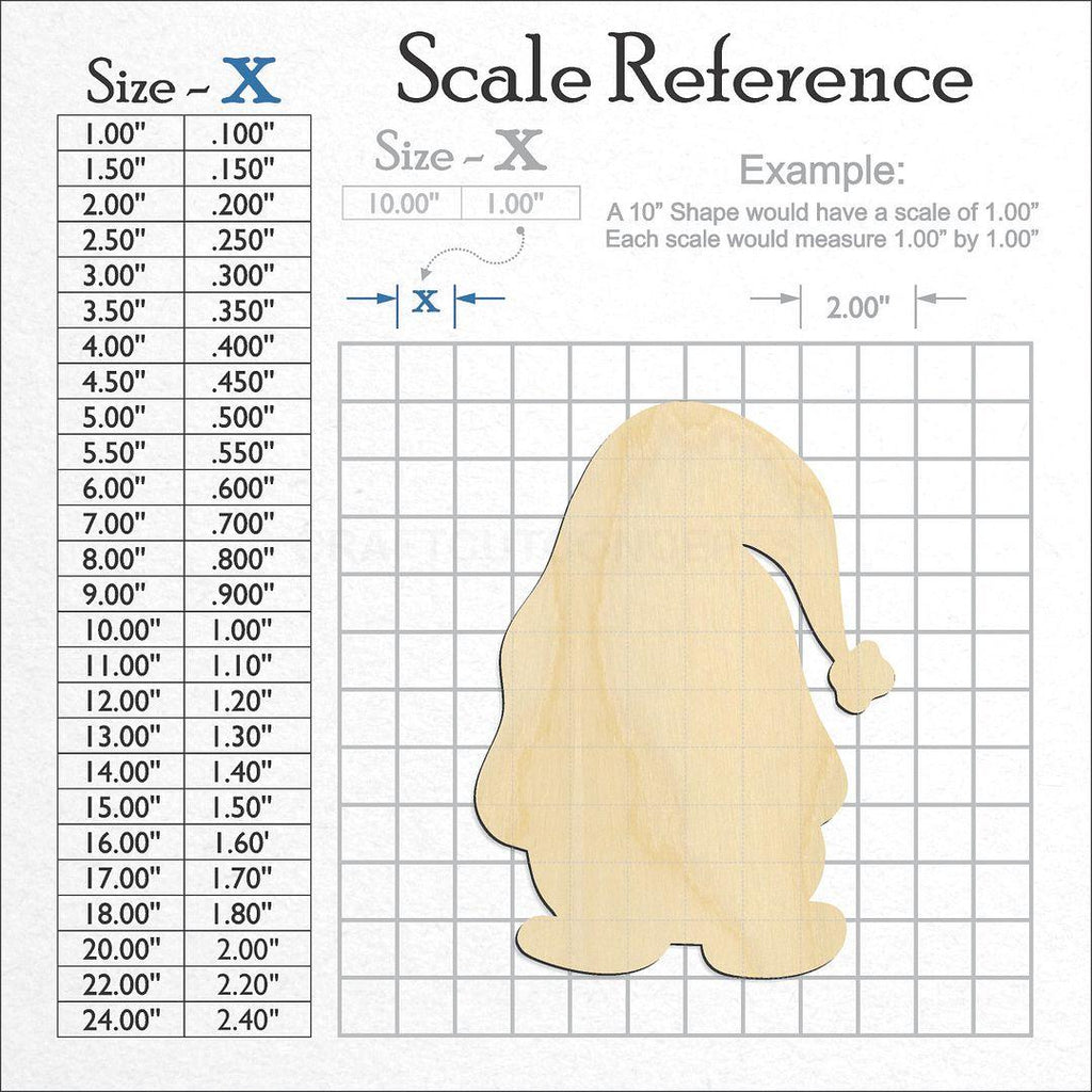 A scale and graph image showing a wood Gnome craft blank