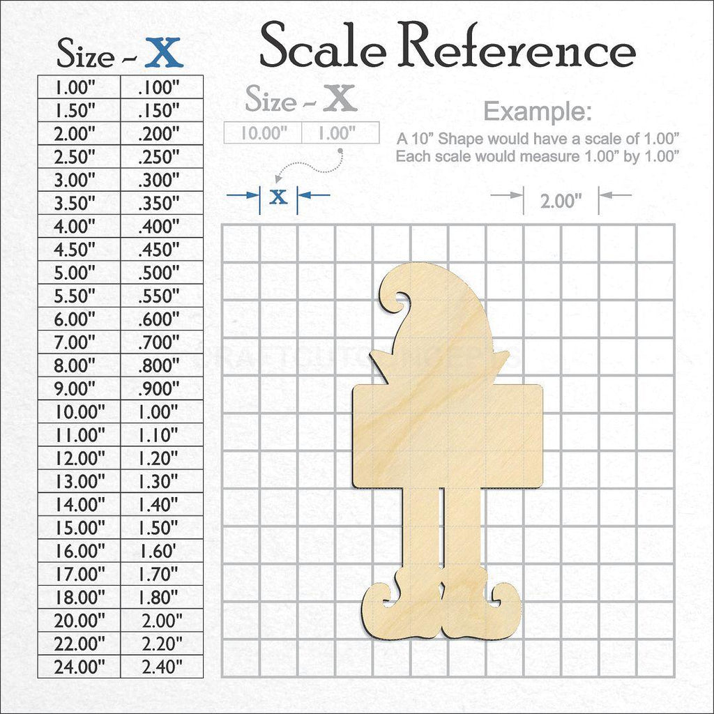 A scale and graph image showing a wood Elf Sign Gnome craft blank