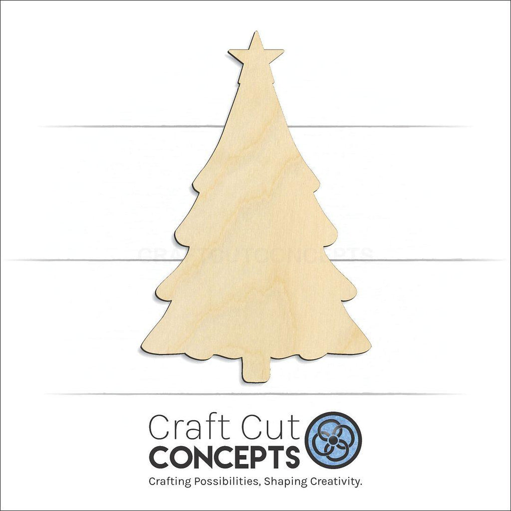 Craft Cut Concepts Logo under a wood Chirsitmas Tree craft shape and blank