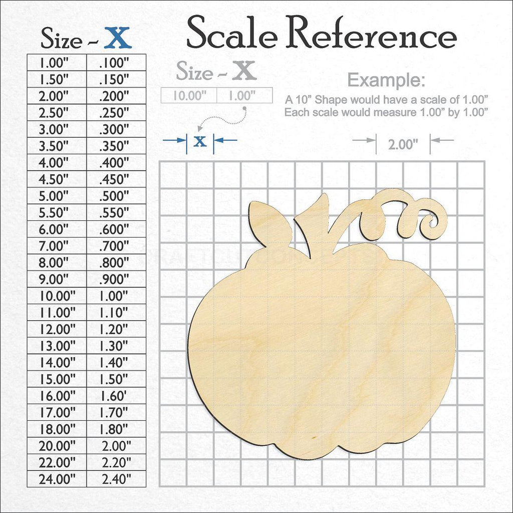 A scale and graph image showing a wood Pumpkin craft blank