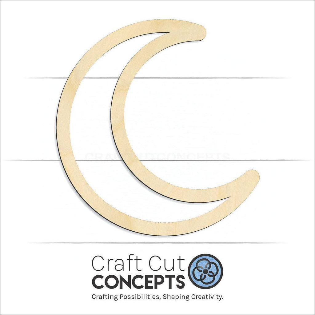 Craft Cut Concepts Logo under a wood Hollow Crescent Moon craft shape and blank