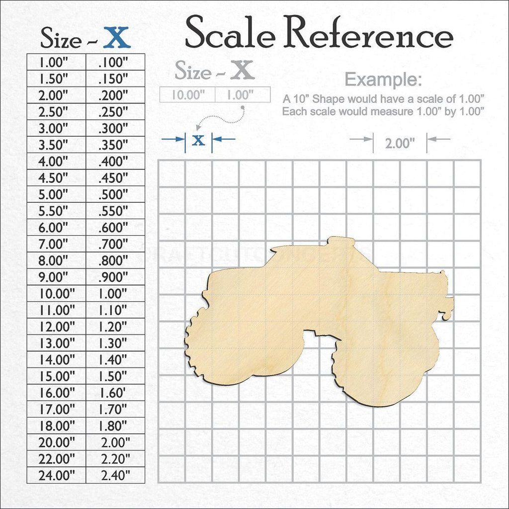 A scale and graph image showing a wood Monster Truck craft blank