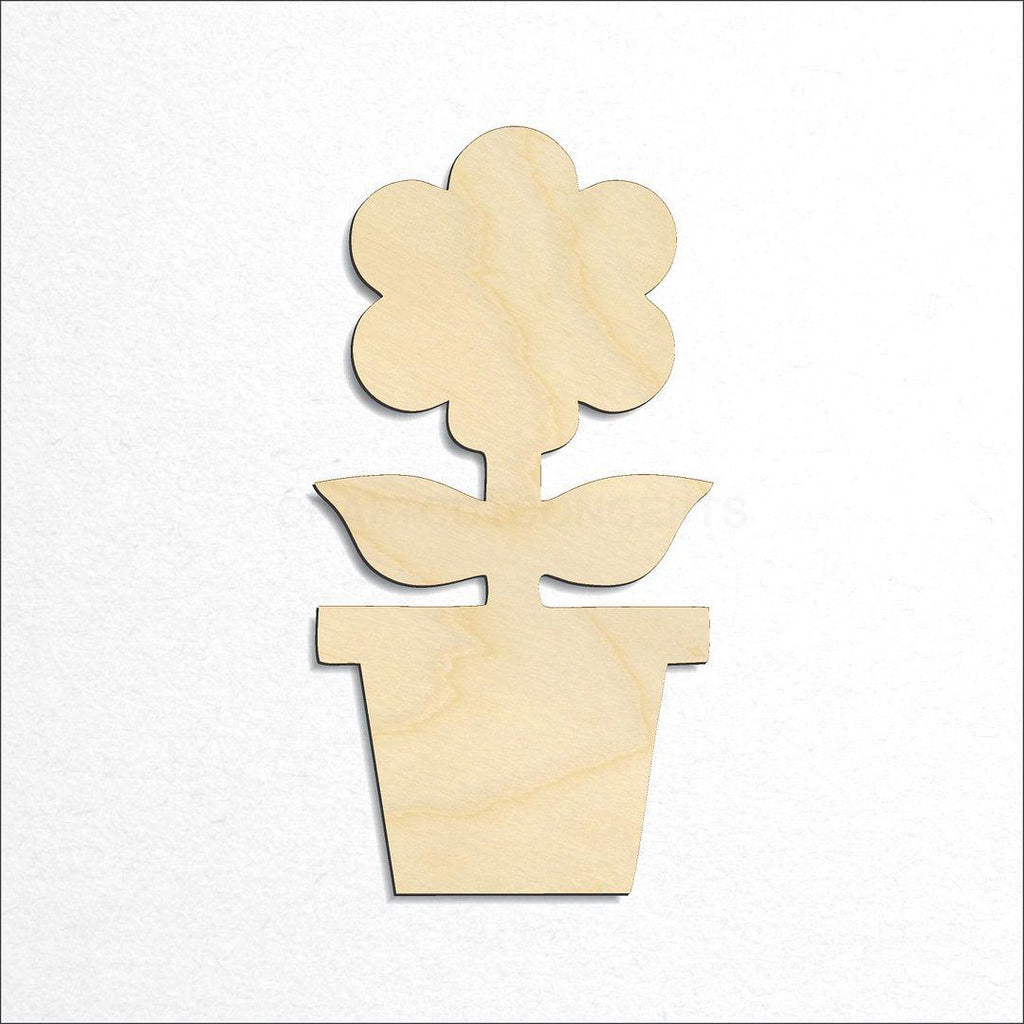 Wooden Flower in pot craft shape available in sizes of 2 inch and up