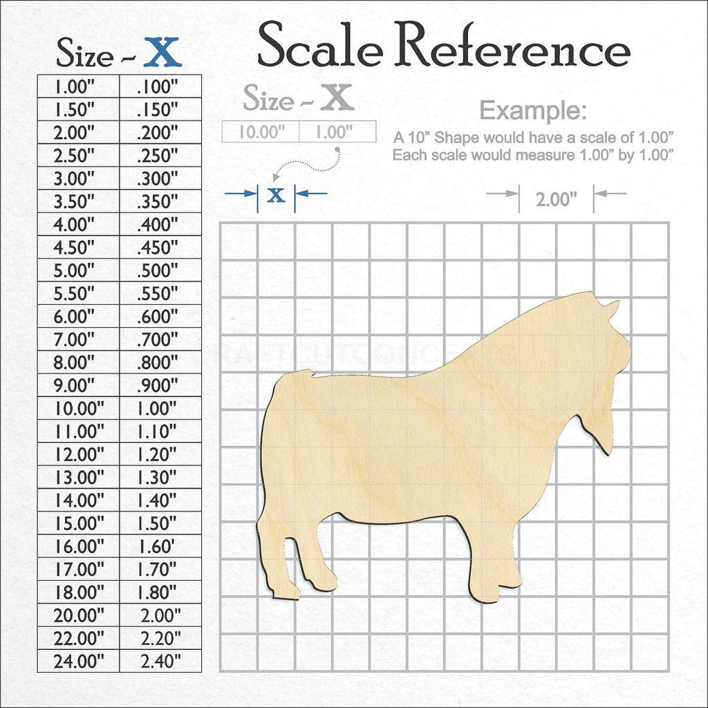 A scale and graph image showing a wood Bearded Pygmy Goat craft blank