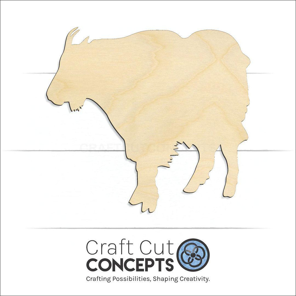 Craft Cut Concepts Logo under a wood Mountain Goat craft shape and blank