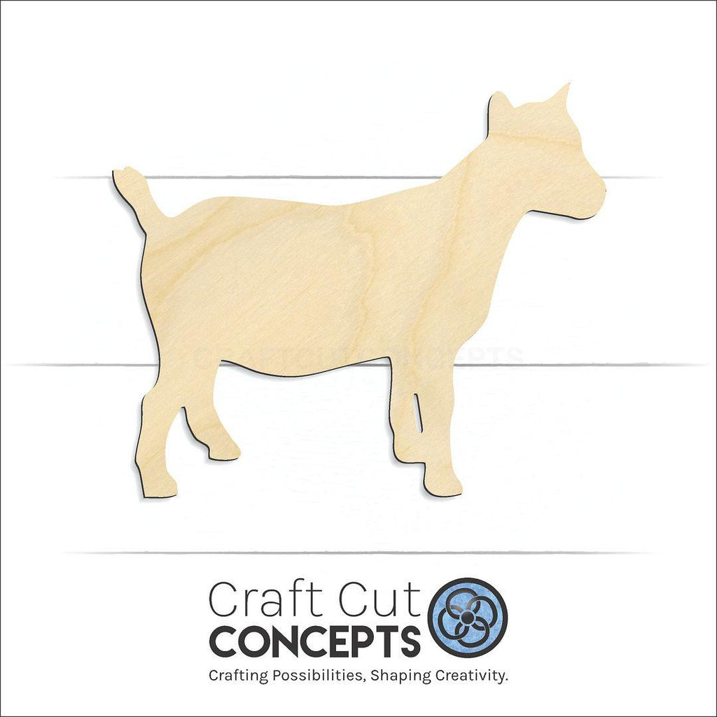 Craft Cut Concepts Logo under a wood Pygmy Goat craft shape and blank