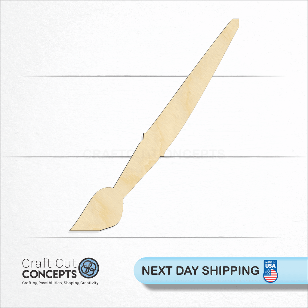 Craft Cut Concepts logo and next day shipping banner with an unfinished wood Paint Brush craft shape and blank