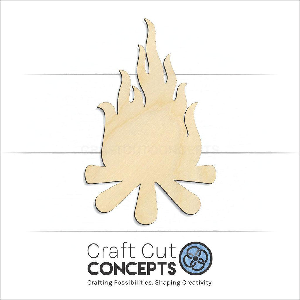 Craft Cut Concepts Logo under a wood Campfire craft shape and blank