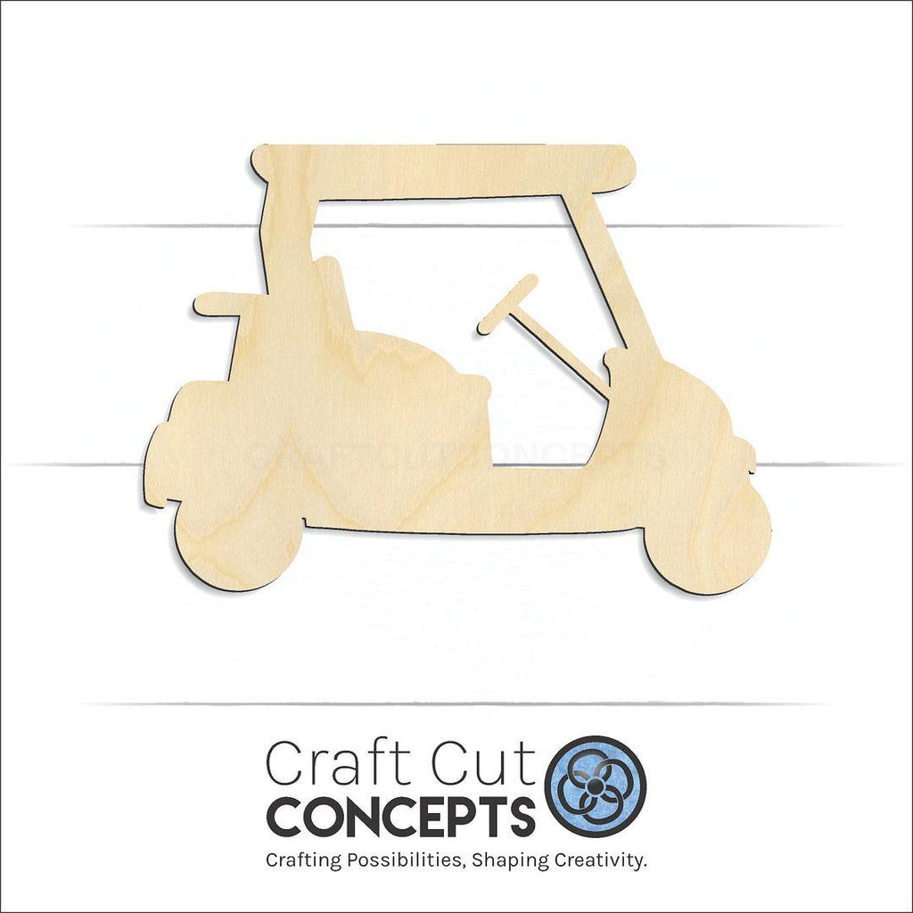 Craft Cut Concepts Logo under a wood Golf Cart craft shape and blank