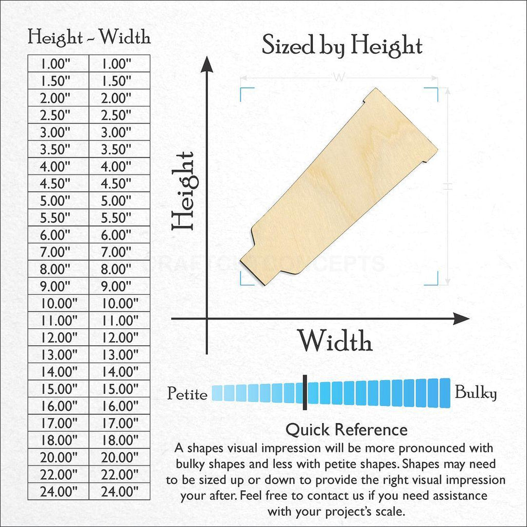 Sizes available for a laser cut Paint Tube craft blank